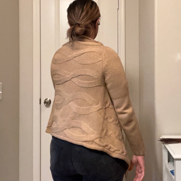 Camel Cable Knit Open Cardigan | Petite Small - Picture 9 of 15